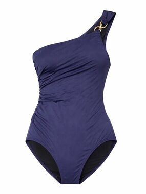 MICHAEL Michael Kors One-Shoulder Navy Swimsuit with Gold Ring